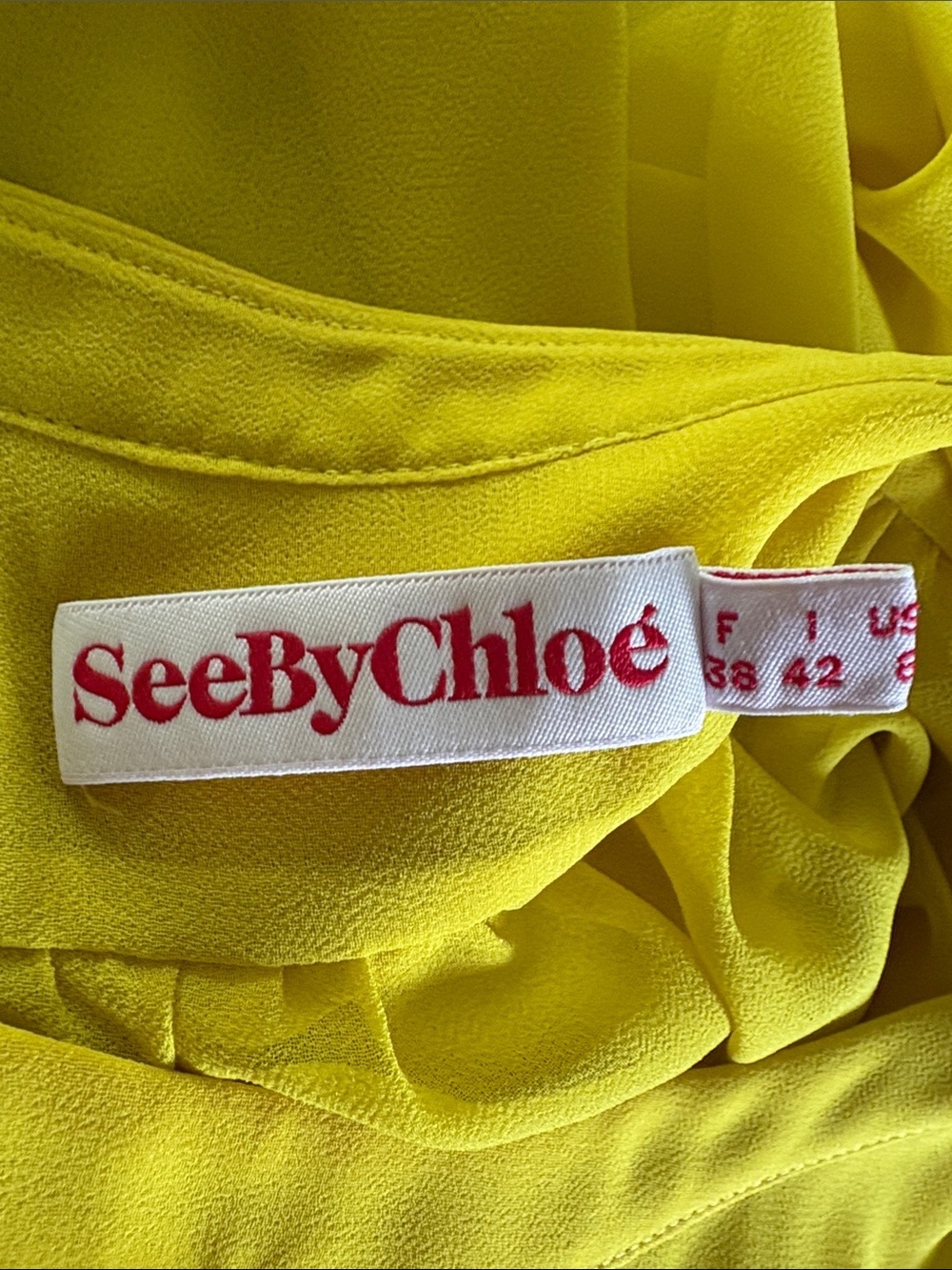 See by Chloé Top mostly sheer bright mustard yellow
Cropped/drawstring hem - Picture 11 of 12